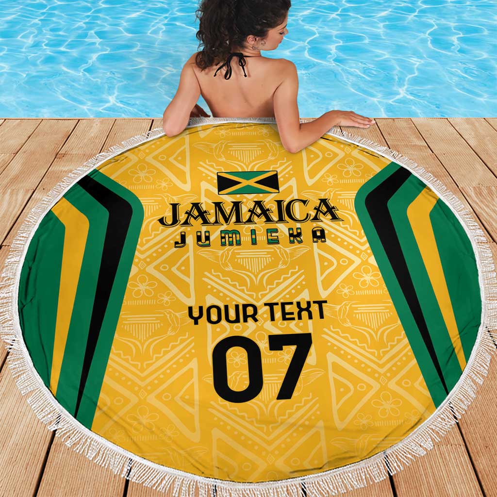 Jamaica Custom Beach Blanket Ethnic Motifs - Gold Accents LT7 - Wonder Print Shop