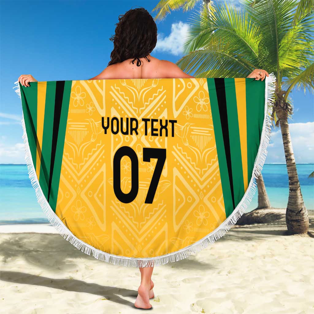 Jamaica Custom Beach Blanket Ethnic Motifs - Gold Accents LT7 - Wonder Print Shop