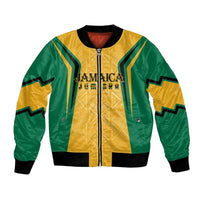 Jamaica Custom Bomber Jacket Ethnic Motifs - Gold Accents LT7 - Wonder Print Shop