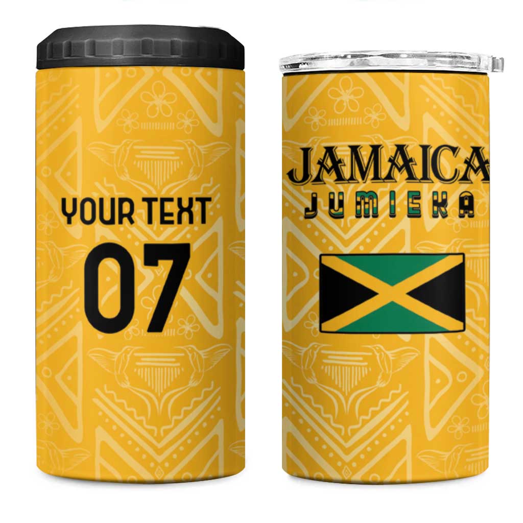 Jamaica Custom 4 in 1 Can Cooler Tumbler Ethnic Motifs - Gold Accents LT7 - Wonder Print Shop