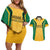 Jamaica Custom Couples Matching Off Shoulder Short Dress and Hawaiian Shirt Ethnic Motifs - Gold Accents LT7 - Wonder Print Shop