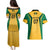 Jamaica Custom Couples Matching Puletasi and Hawaiian Shirt Ethnic Motifs - Gold Accents LT7 - Wonder Print Shop
