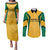 Jamaica Custom Couples Matching Puletasi and Long Sleeve Button Shirt Ethnic Motifs - Gold Accents LT7 - Wonder Print Shop