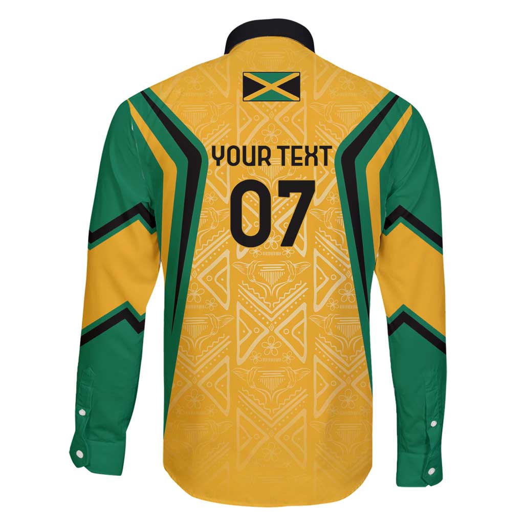 Jamaica Custom Family Matching Long Sleeve Bodycon Dress and Hawaiian Shirt Ethnic Motifs - Gold Accents LT7 - Wonder Print Shop