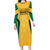 Jamaica Custom Family Matching Long Sleeve Bodycon Dress and Hawaiian Shirt Ethnic Motifs - Gold Accents LT7 - Wonder Print Shop