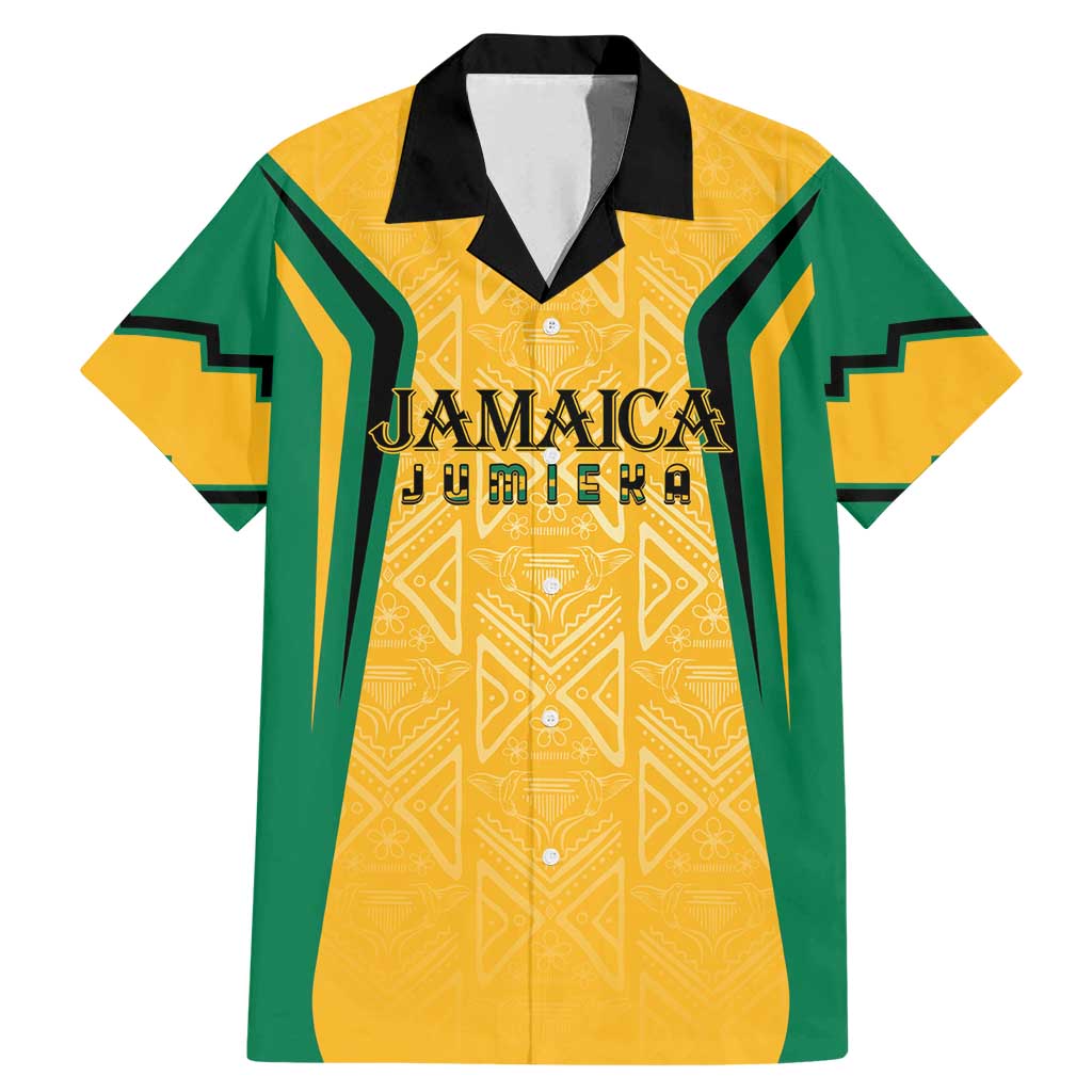 Jamaica Custom Family Matching Mermaid Dress and Hawaiian Shirt Ethnic Motifs - Gold Accents LT7 - Wonder Print Shop