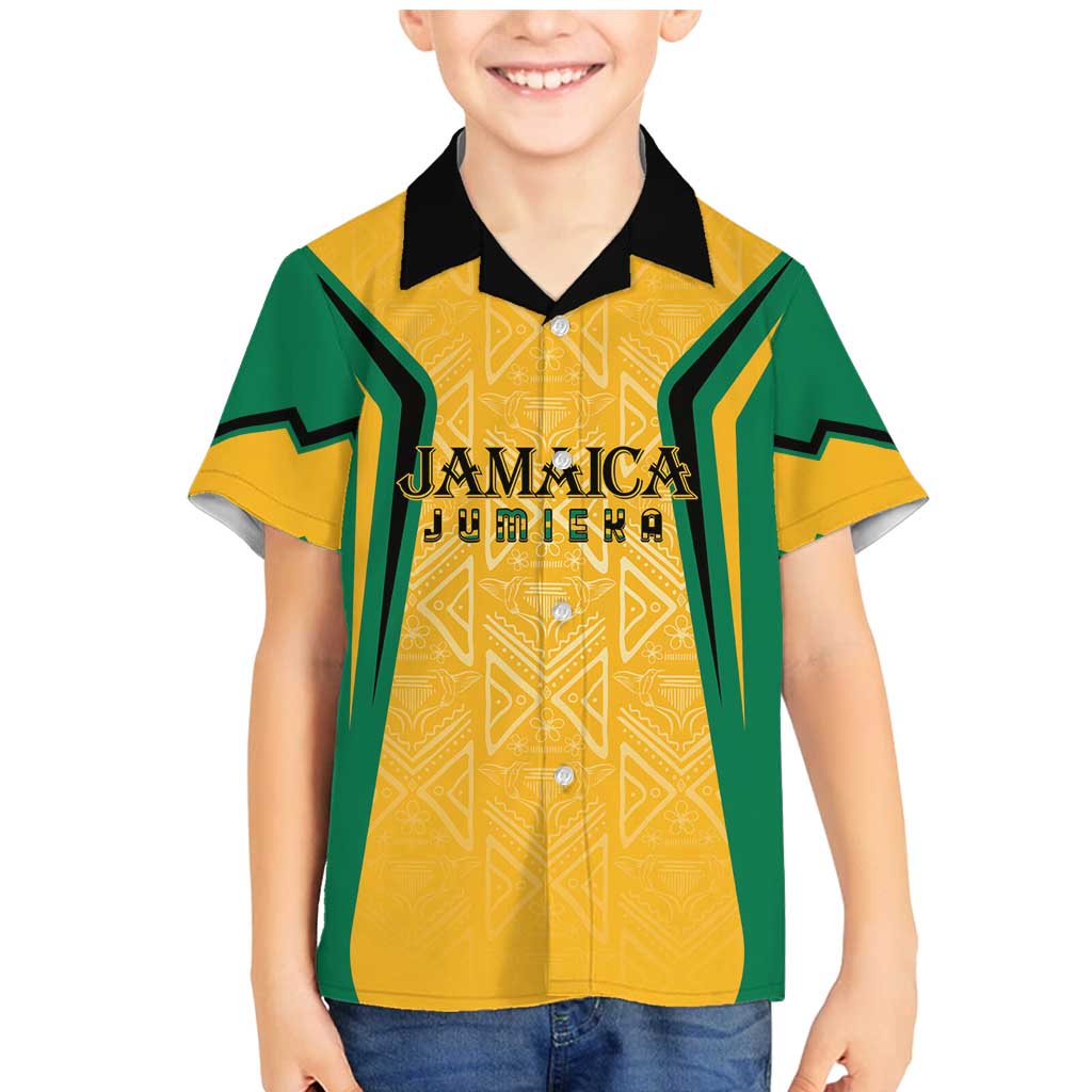 Jamaica Custom Family Matching Mermaid Dress and Hawaiian Shirt Ethnic Motifs - Gold Accents LT7 - Wonder Print Shop