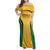 Jamaica Custom Family Matching Off Shoulder Maxi Dress and Hawaiian Shirt Ethnic Motifs - Gold Accents LT7 - Wonder Print Shop