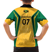 Jamaica Custom Family Matching Puletasi and Hawaiian Shirt Ethnic Motifs - Gold Accents - Wonder Print Shop