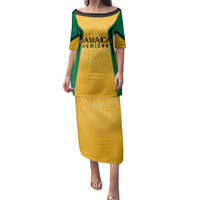 Jamaica Custom Family Matching Puletasi and Hawaiian Shirt Ethnic Motifs - Gold Accents - Wonder Print Shop