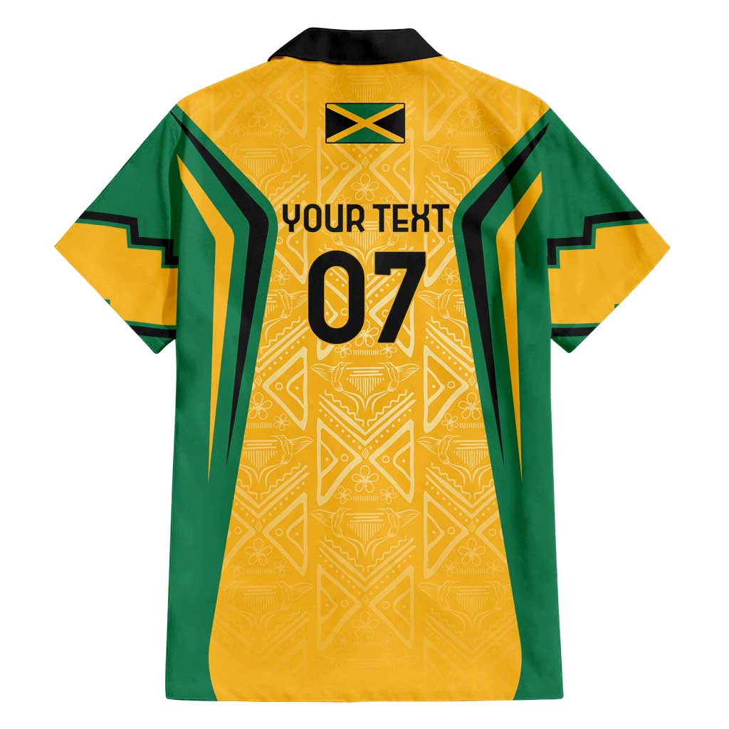 Jamaica Custom Family Matching Tank Maxi Dress and Hawaiian Shirt Ethnic Motifs - Gold Accents - Wonder Print Shop