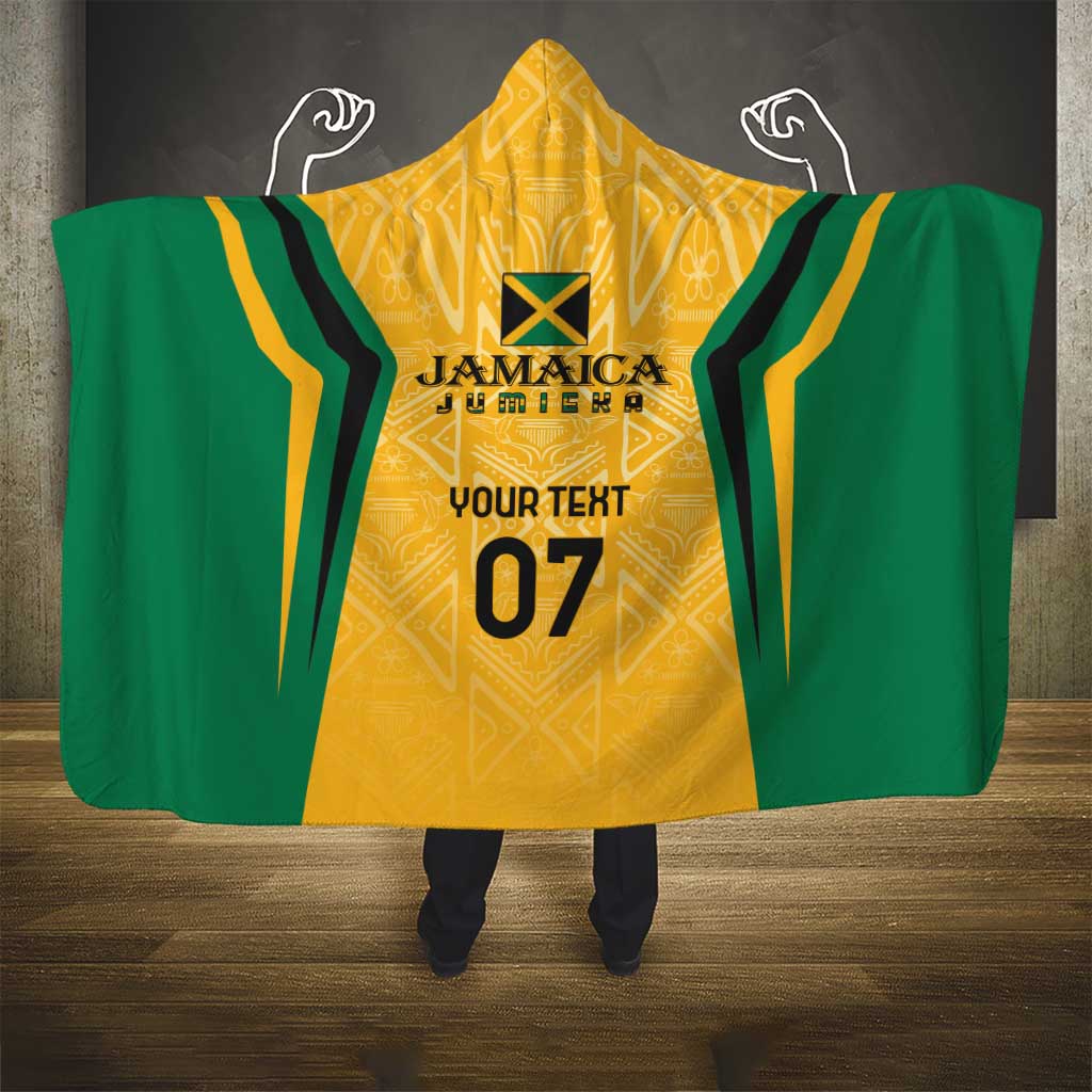Jamaica Custom Hooded Blanket Ethnic Motifs - Gold Accents