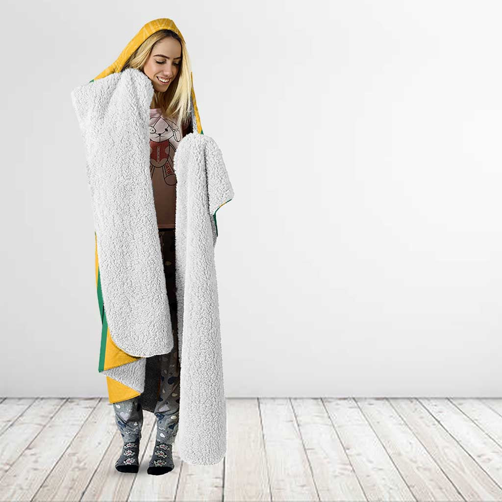 Jamaica Custom Hooded Blanket Ethnic Motifs - Gold Accents