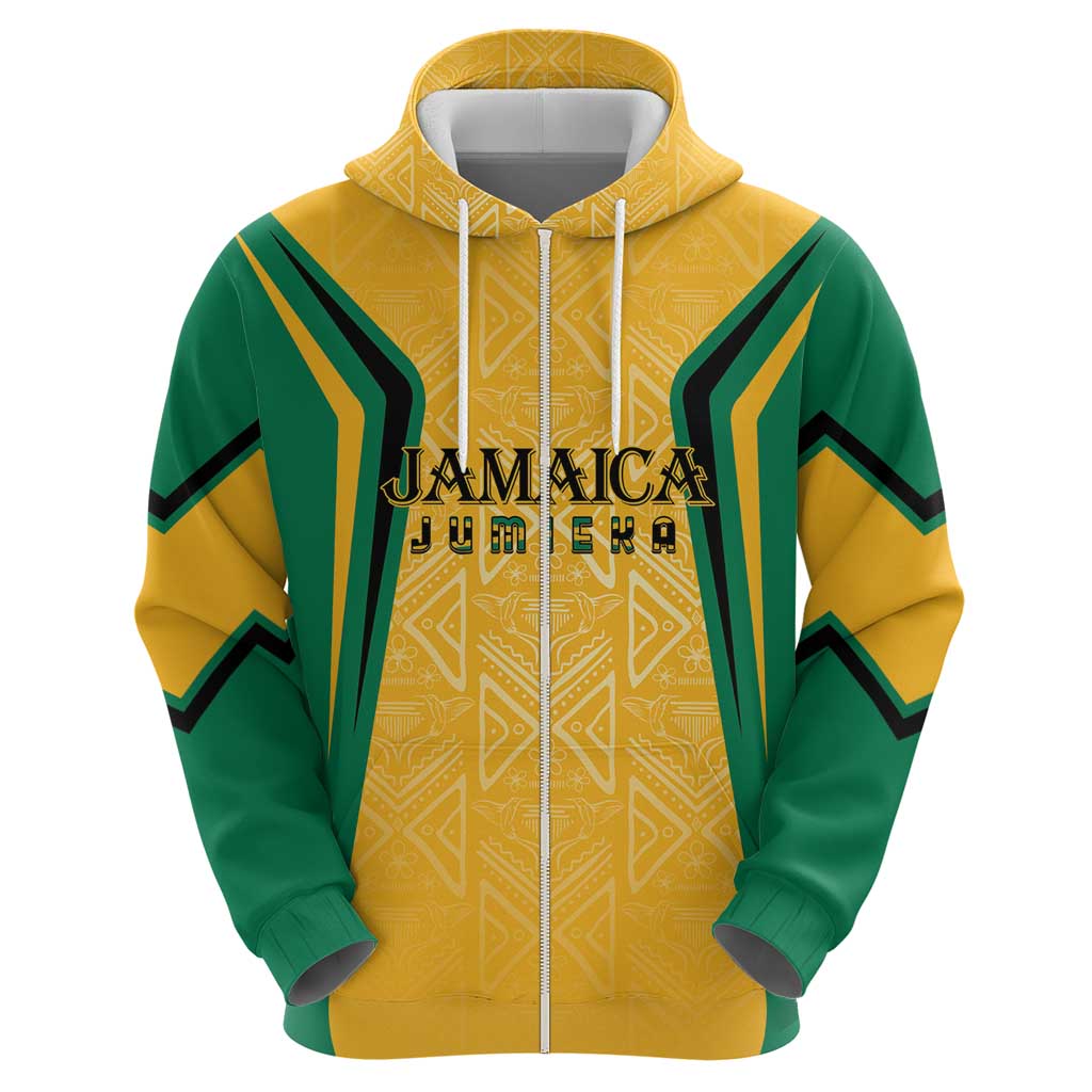 Jamaica Custom Hoodie Ethnic Motifs - Gold Accents - Wonder Print Shop