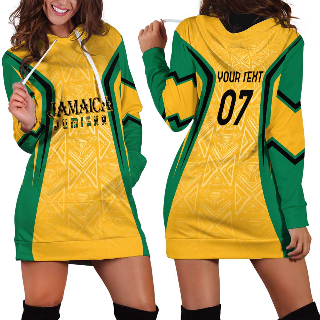 Jamaica Custom Hoodie Dress Ethnic Motifs - Gold Accents - Wonder Print Shop