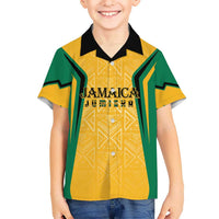Jamaica Custom Kid Hawaiian Shirt Ethnic Motifs - Gold Accents - Wonder Print Shop