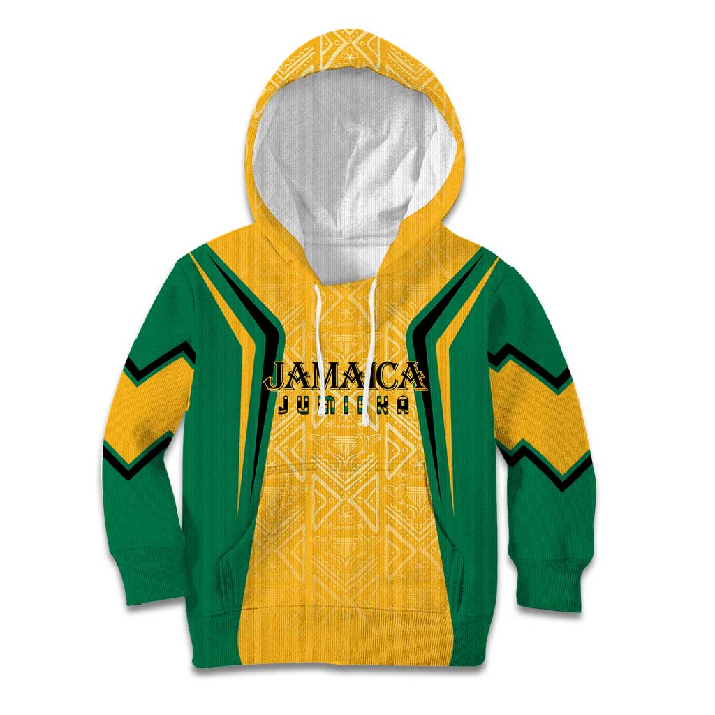 Jamaica Custom Kid Hoodie Ethnic Motifs - Gold Accents - Wonder Print Shop