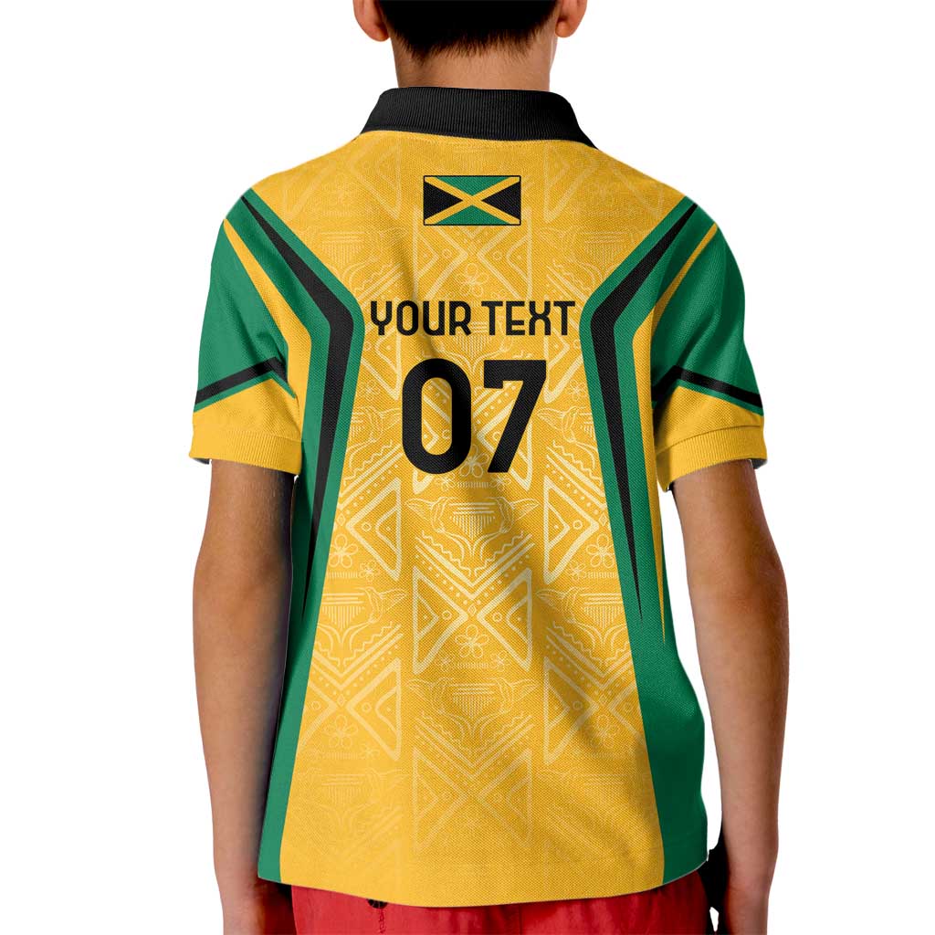 Jamaica Custom Kid Polo Shirt Ethnic Motifs - Gold Accents - Wonder Print Shop