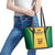Jamaica Custom Leather Tote Bag Ethnic Motifs - Gold Accents - Wonder Print Shop