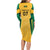 Jamaica Custom Long Sleeve Bodycon Dress Ethnic Motifs - Gold Accents - Wonder Print Shop