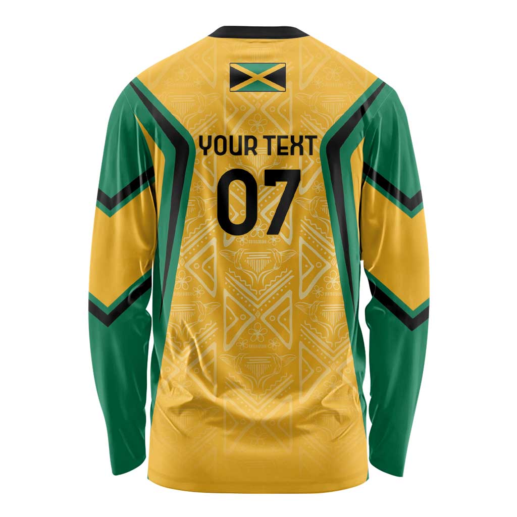 Jamaica Custom Long Sleeve Shirt Ethnic Motifs - Gold Accents - Wonder Print Shop