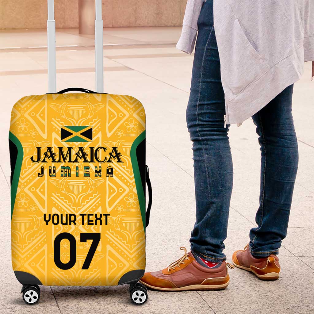 Jamaica Custom Luggage Cover Ethnic Motifs - Gold Accents - Wonder Print Shop