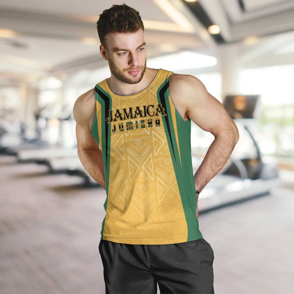 Jamaica Custom Men Tank Top Ethnic Motifs - Gold Accents - Wonder Print Shop
