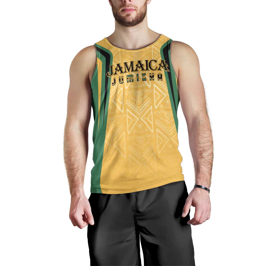 Jamaica Custom Men Tank Top Ethnic Motifs - Gold Accents - Wonder Print Shop