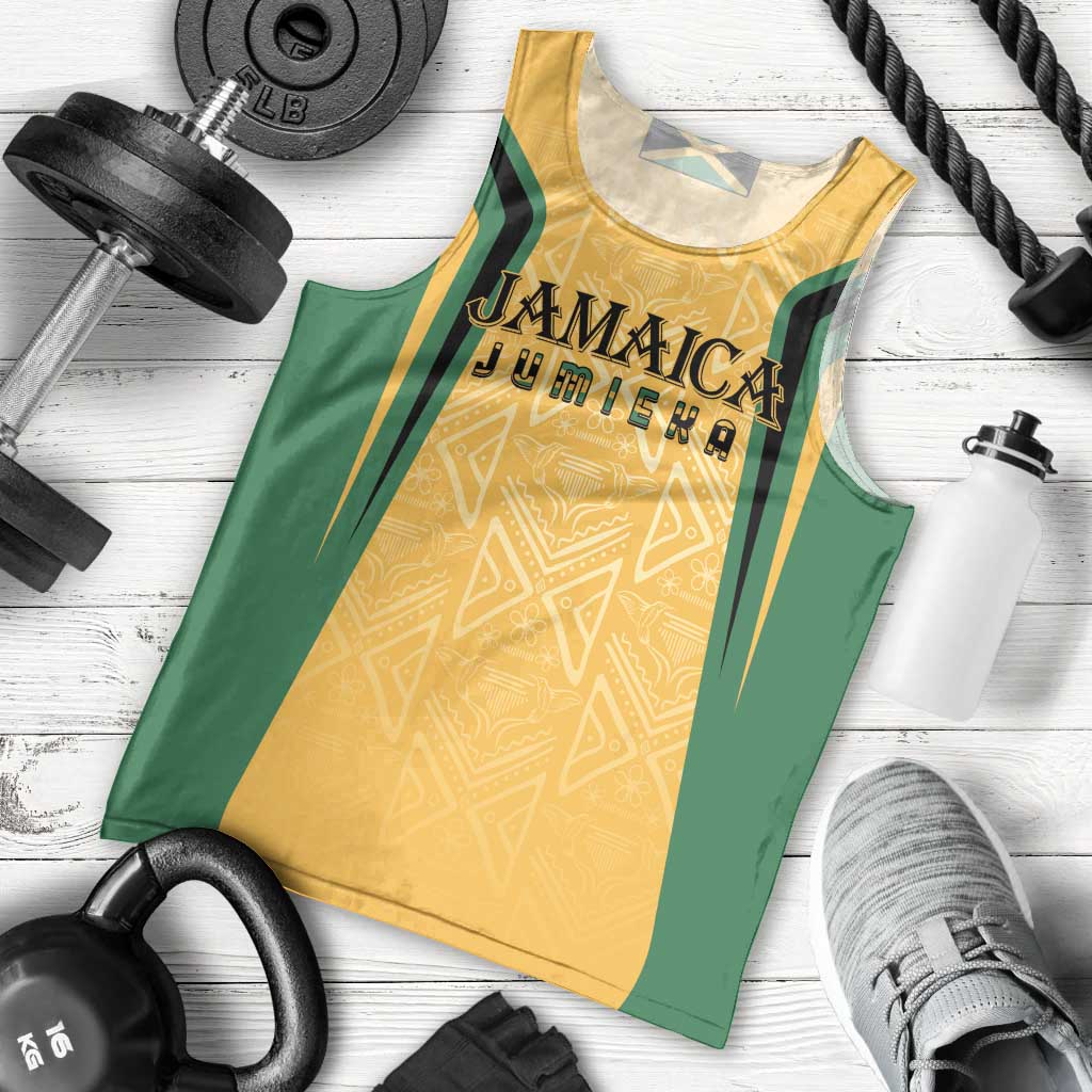 Jamaica Custom Men Tank Top Ethnic Motifs - Gold Accents - Wonder Print Shop