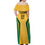 Jamaica Custom Off Shoulder Maxi Dress Ethnic Motifs - Gold Accents - Wonder Print Shop