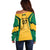 Jamaica Custom Off Shoulder Sweater Ethnic Motifs - Gold Accents - Wonder Print Shop