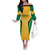 Jamaica Custom Off The Shoulder Long Sleeve Dress Ethnic Motifs - Gold Accents - Wonder Print Shop