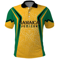 Jamaica Custom Polo Shirt Ethnic Motifs - Gold Accents - Wonder Print Shop