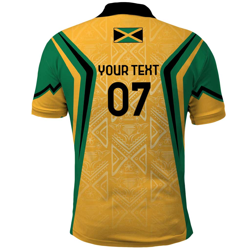 Jamaica Custom Polo Shirt Ethnic Motifs - Gold Accents - Wonder Print Shop