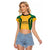 Jamaica Custom Raglan Cropped T Shirt Ethnic Motifs - Gold Accents - Wonder Print Shop