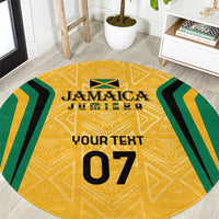 Jamaica Custom Round Carpet Ethnic Motifs - Gold Accents