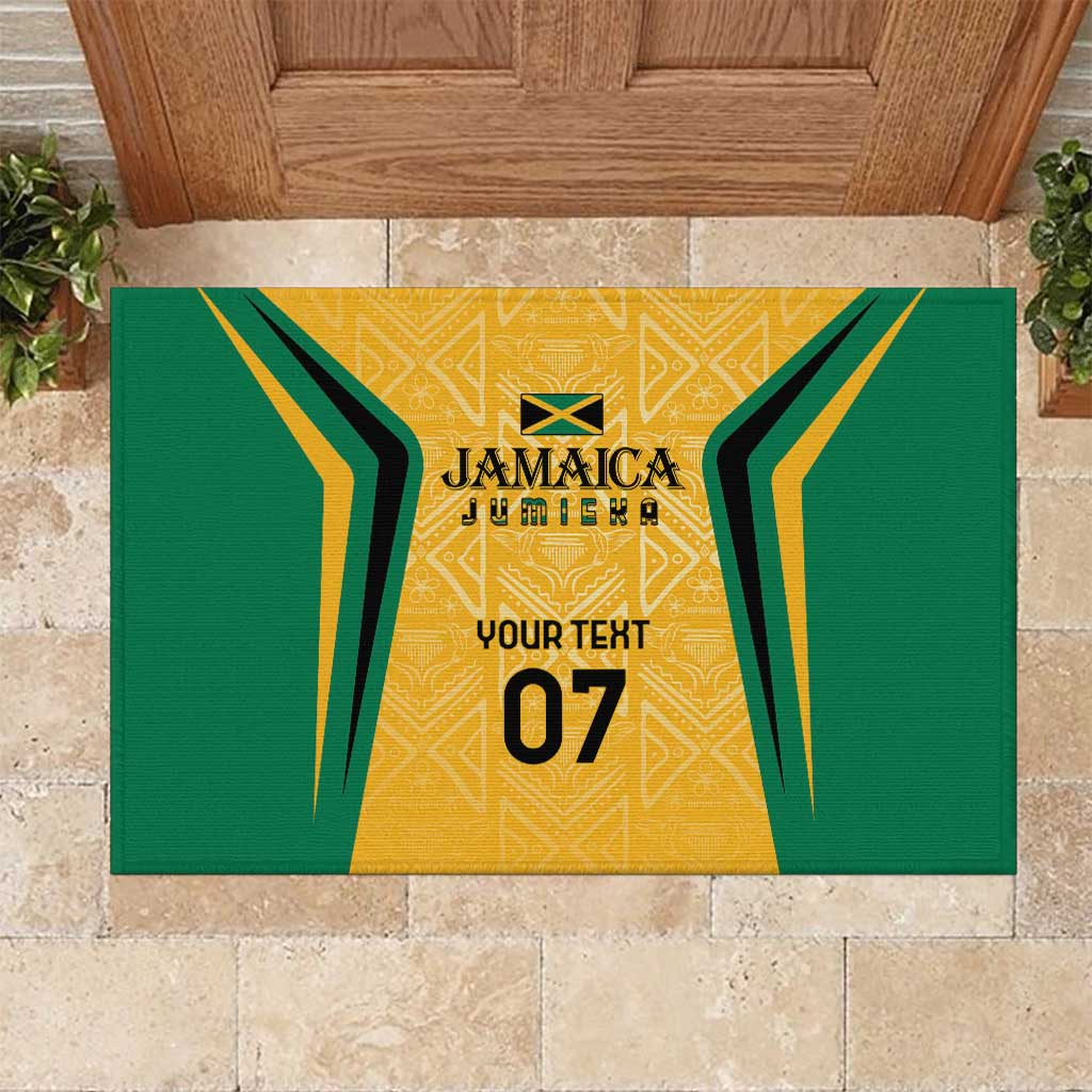 Jamaica Custom Rubber Doormat Ethnic Motifs - Gold Accents - Wonder Print Shop