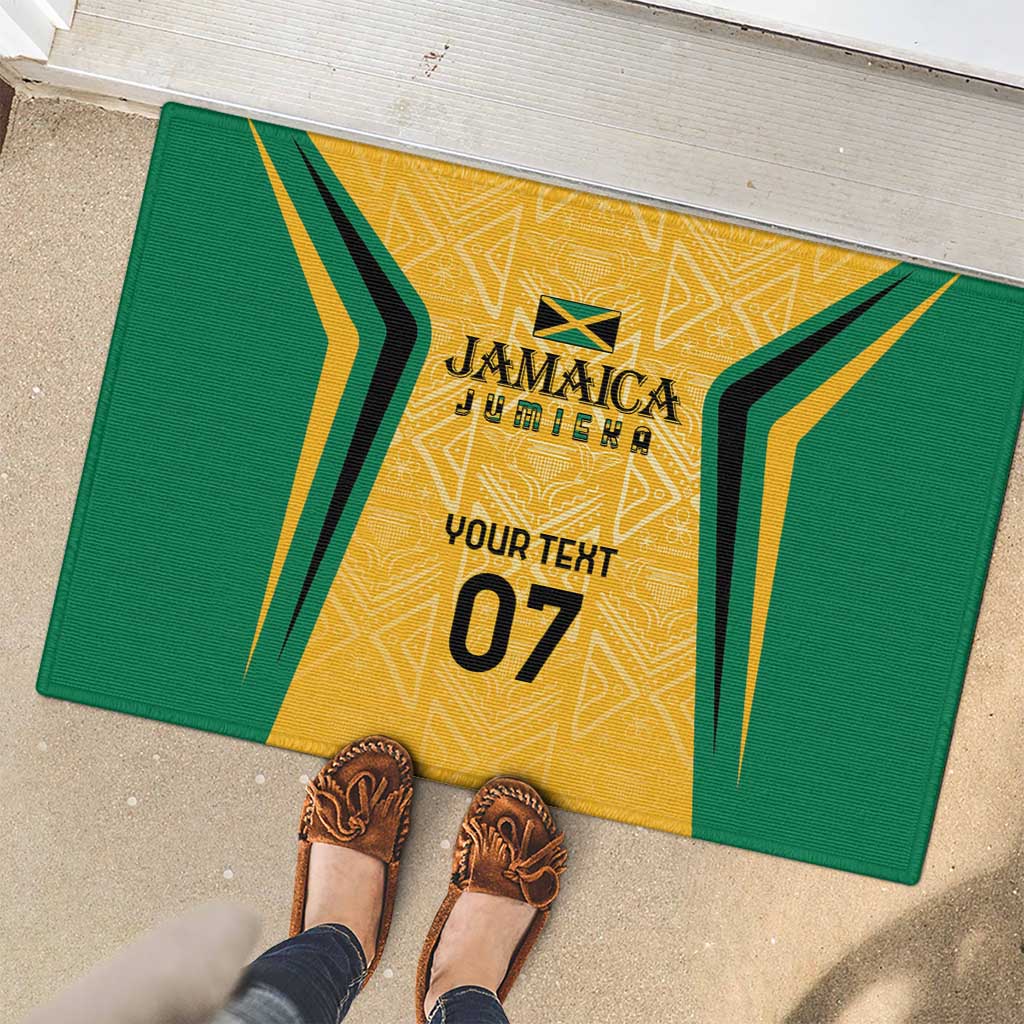 Jamaica Custom Rubber Doormat Ethnic Motifs - Gold Accents - Wonder Print Shop