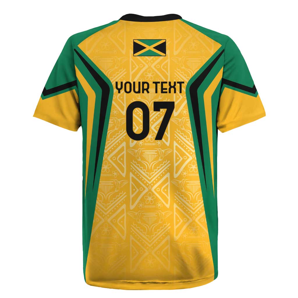 Jamaica Custom Rugby Jersey Ethnic Motifs - Gold Accents - Wonder Print Shop