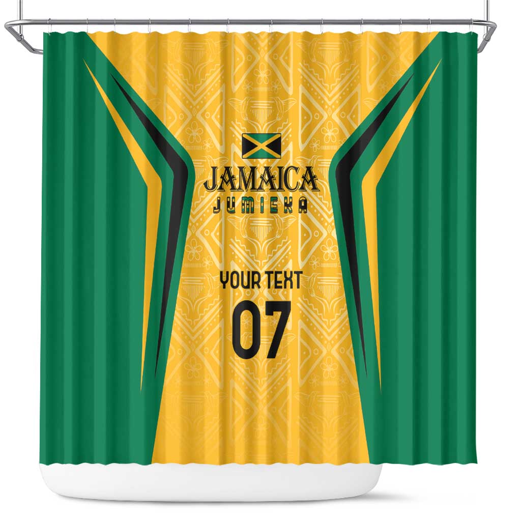 Jamaica Custom Shower Curtain Ethnic Motifs - Gold Accents