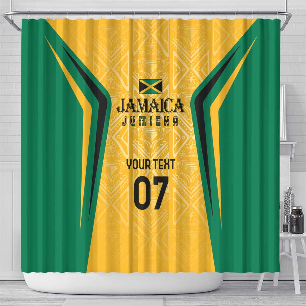 Jamaica Custom Shower Curtain Ethnic Motifs - Gold Accents