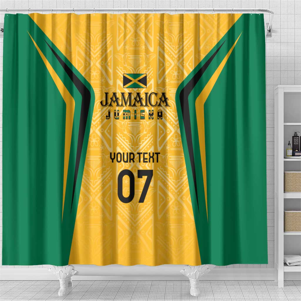 Jamaica Custom Shower Curtain Ethnic Motifs - Gold Accents