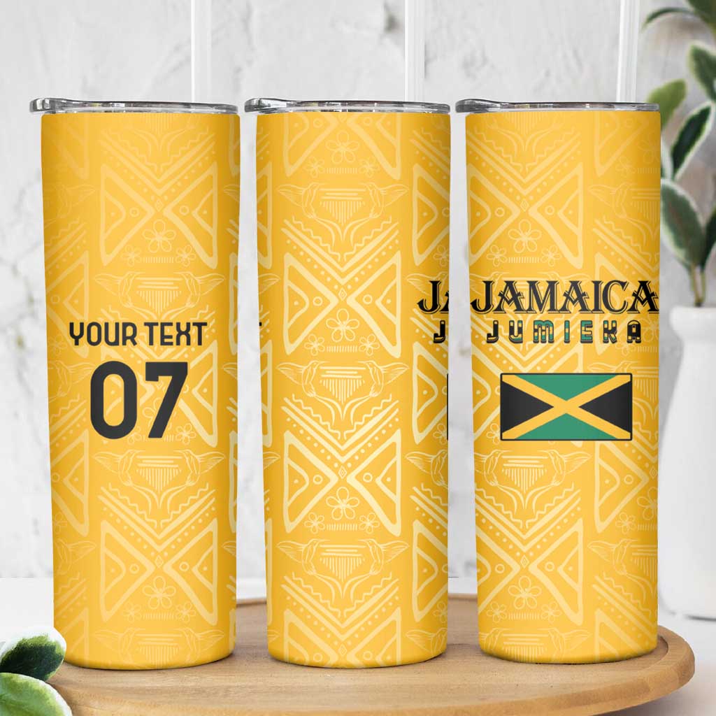 Jamaica Custom Skinny Tumbler Ethnic Motifs - Gold Accents - Wonder Print Shop