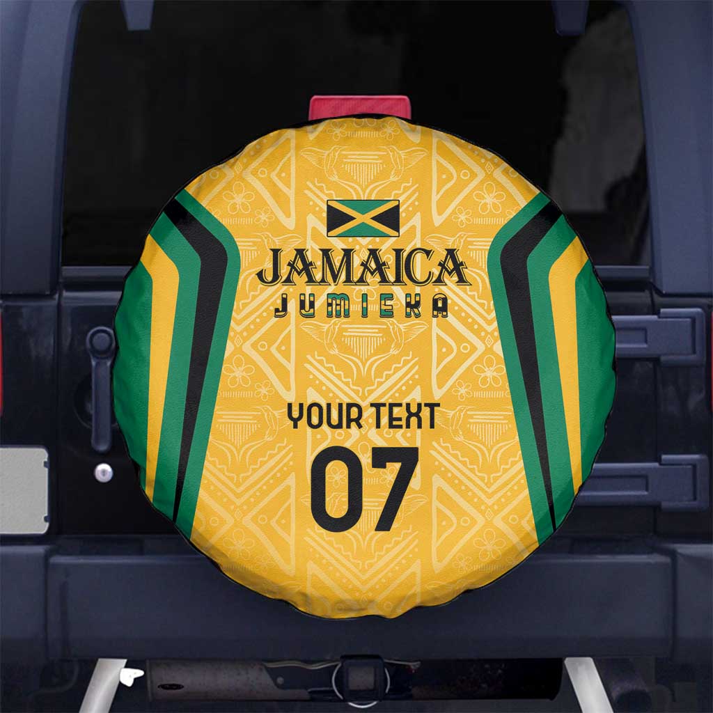 Jamaica Custom Spare Tire Cover Ethnic Motifs - Gold Accents - Wonder Print Shop