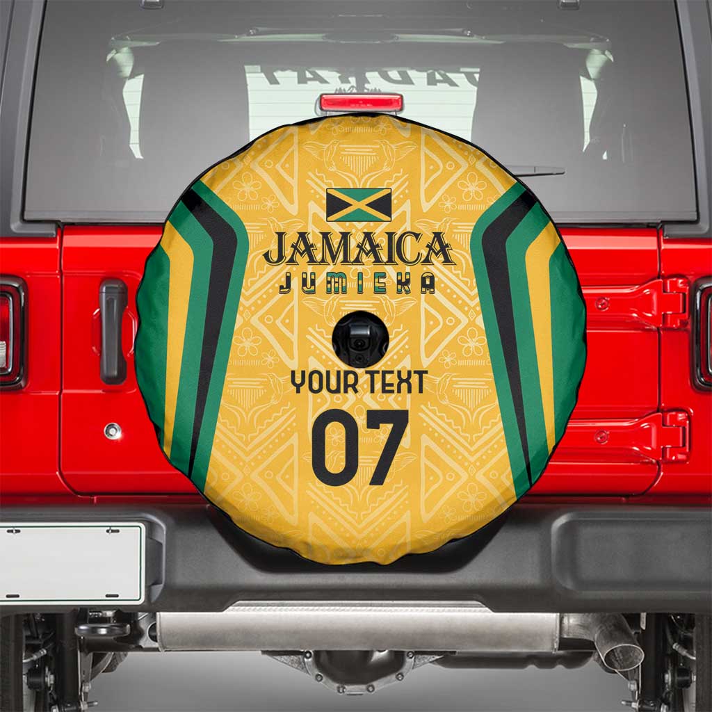 Jamaica Custom Spare Tire Cover Ethnic Motifs - Gold Accents - Wonder Print Shop