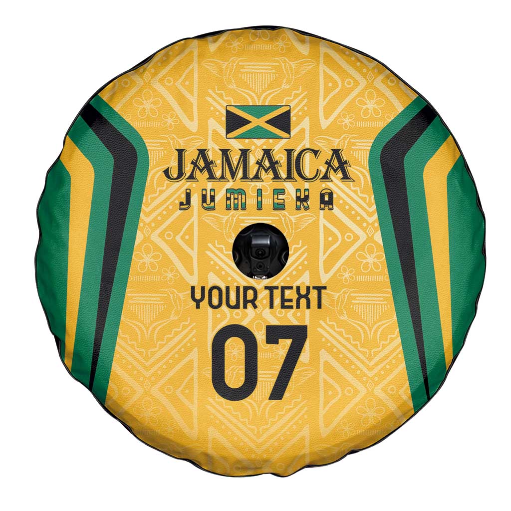 Jamaica Custom Spare Tire Cover Ethnic Motifs - Gold Accents - Wonder Print Shop