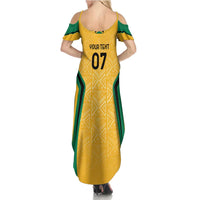 Jamaica Custom Summer Maxi Dress Ethnic Motifs - Gold Accents - Wonder Print Shop