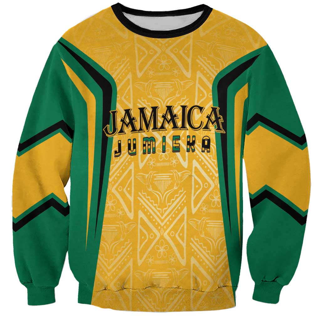 Jamaica Custom Sweatshirt Ethnic Motifs - Gold Accents - Wonder Print Shop