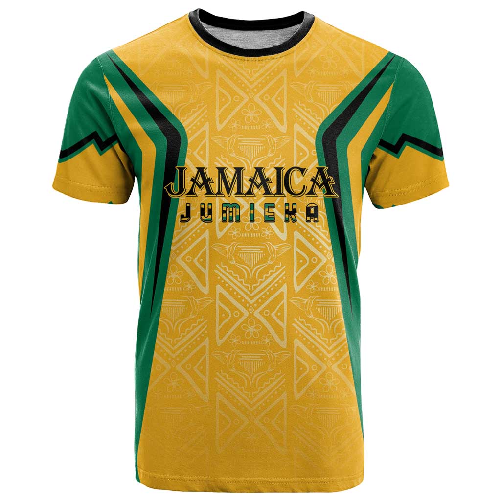 Jamaica Custom T Shirt Ethnic Motifs - Gold Accents - Wonder Print Shop