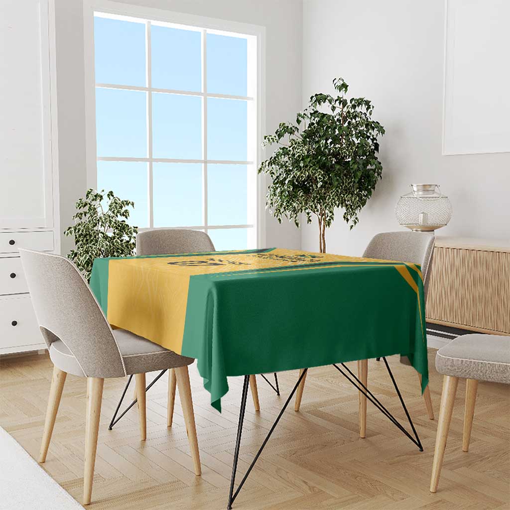 Jamaica Custom Tablecloth Ethnic Motifs - Gold Accents - Wonder Print Shop